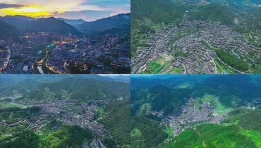 贵州黔东南西江千户苗寨航拍（合集）高清在线视频素材下载