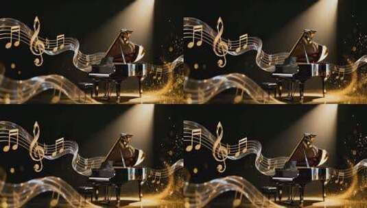 钢琴音符 舞台 背景高清在线视频素材下载