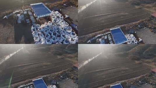 钢筋加工棚建筑材料堆放场景高清在线视频素材下载