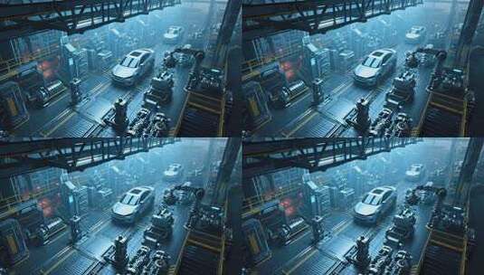 汽车工厂内自动化生产场景高清在线视频素材下载