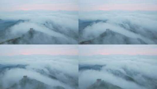 4K金山岭长城云海航拍 壮丽山河高清在线视频素材下载