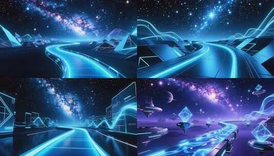 璀璨星河下的云端合集4K高清在线视频素材下载