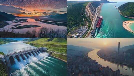【4K】航拍长江流域经济带城市三峡大坝高清在线视频素材下载