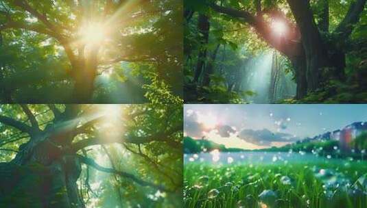 夏天风景风光ai素材原创树叶阳光处暑立夏高清在线视频素材下载