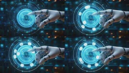 机械手指点击虚拟界面高清在线视频素材下载