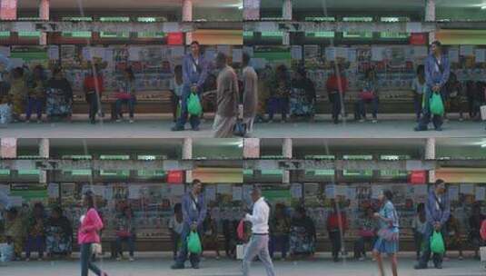 非洲坦桑尼亚夜晚公交车站高清在线视频素材下载