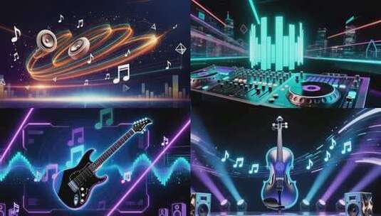 绚丽音乐元素炫酷展示高清在线视频素材下载