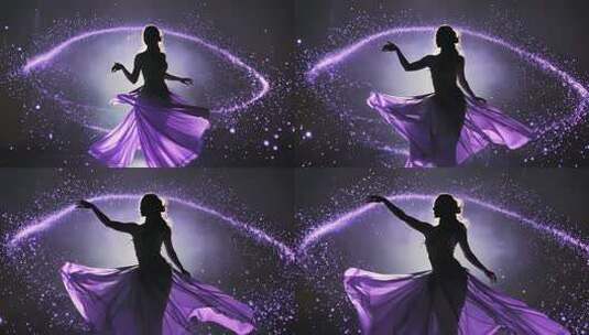 女子带粒子光效舞台舞蹈素材高清在线视频素材下载