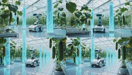 温室大棚内的农业机器人高清在线视频素材下载