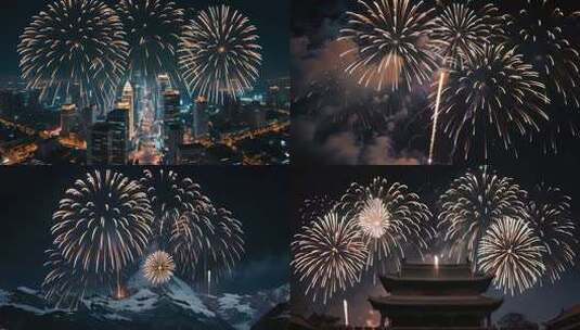 烟花绽放合集高清在线视频素材下载