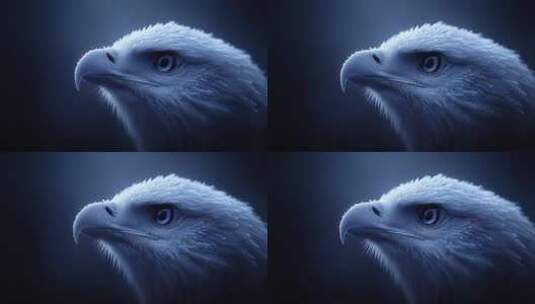 蓝色调雄鹰目光深邃锐利高清在线视频素材下载