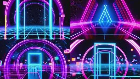 4k霓虹动感炫酷赛博朋克穿梭背景合集高清在线视频素材下载