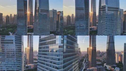 上海航拍陆家嘴城市地标日出高清在线视频素材下载