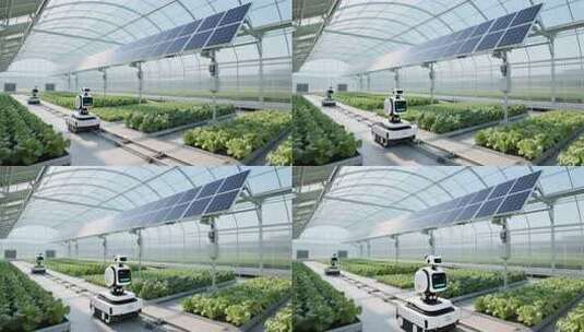 温室大棚内的农业机器人高清在线视频素材下载