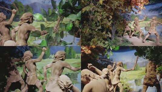 原始人狩猎打制石器最早“猎马人”许家窑人高清在线视频素材下载