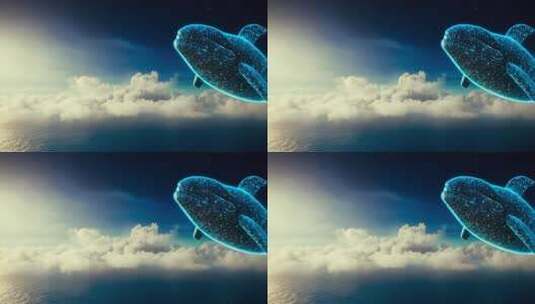 空中粒子光效鲸鱼素材高清在线视频素材下载