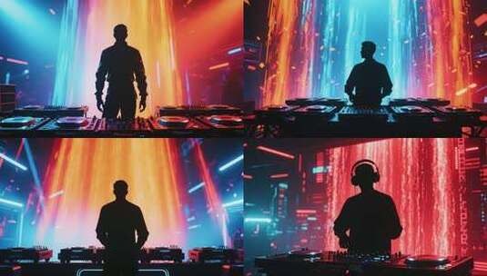 酒吧舞台上的DJ背影高清在线视频素材下载