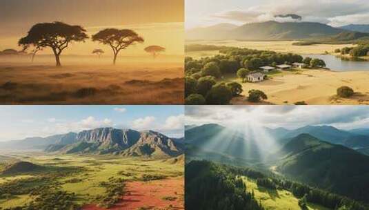 日出晨曦与湖泊草原交响图高清在线视频素材下载