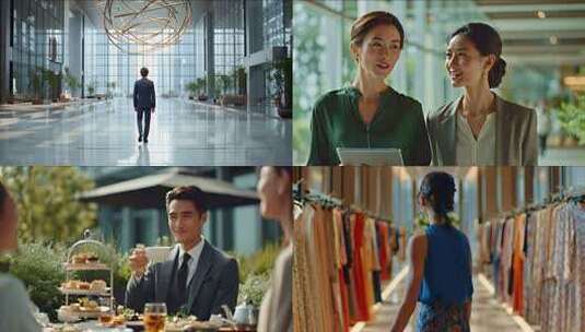 【4K】商务办公聚会休闲购物朋友高清在线视频素材下载