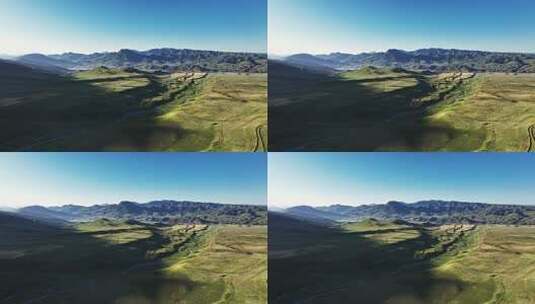 航拍日出阳光下的甘南甘加秘境风光高清在线视频素材下载