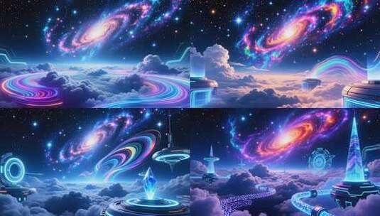 璀璨星河下的云端合集4K高清在线视频素材下载