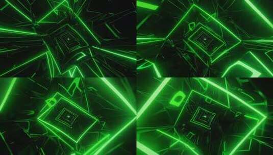 绿色霓虹光线隧道背景素材高清在线视频素材下载