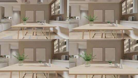 现代北欧风格家居室内餐厅漫游动画高清在线视频素材下载