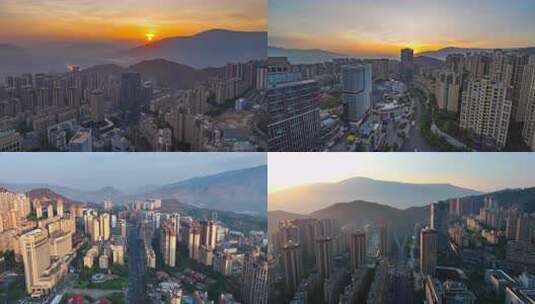 攀枝花东区日出 攀枝花延时航拍 攀枝花高清在线视频素材下载