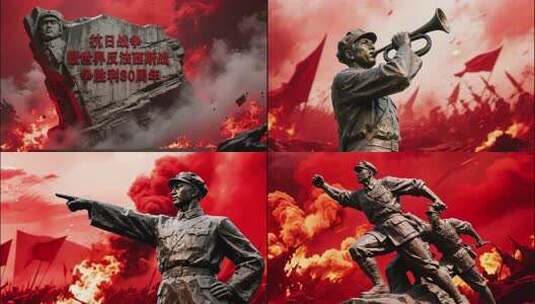 纪念抗战胜利80周年革命战士群像高清在线视频素材下载