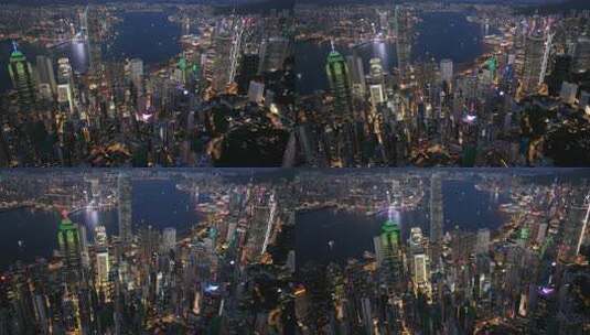 香港维多利亚港夜景航拍高清在线视频素材下载