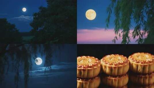 满月映照下的传统与现代画面高清在线视频素材下载