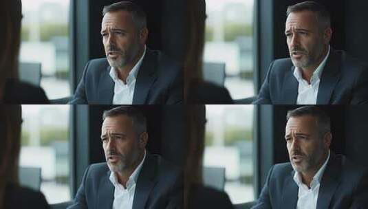 专业商务人士严肃深入地进行沟通探讨高清在线视频素材下载