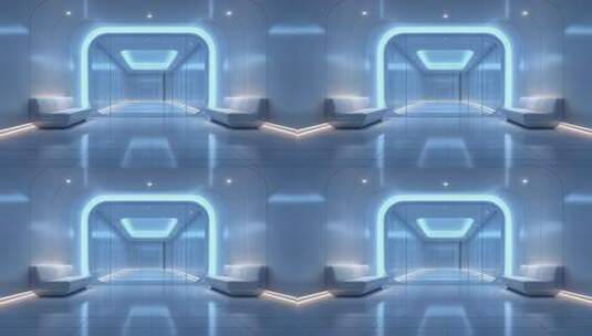 未来主义风格走廊的科技感视觉呈现高清在线视频素材下载