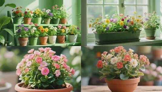 盆栽花卉的绚丽绽放室内盆栽花卉养殖高清在线视频素材下载