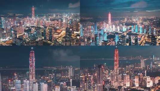深圳福田灯光秀平安金融中心夜景高清在线视频素材下载