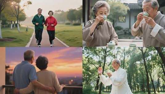 老人老年人夫妇幸福晚年生活ai素材原创高清在线视频素材下载