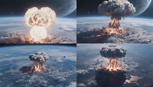 地球表面核爆炸特效素材高清在线视频素材下载