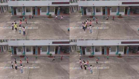 校园内小学生玩跳房子游戏高清在线视频素材下载