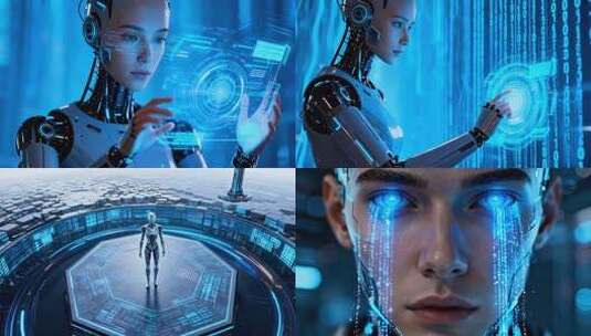 未来科技AI机器人 赛博智能人形机器人高清在线视频素材下载