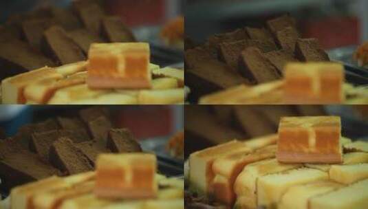 食物 变焦移动镜头 糕点 面包 枣子糕等高清在线视频素材下载