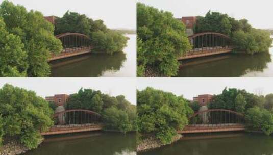 横跨湖面的钢桥高清在线视频素材下载