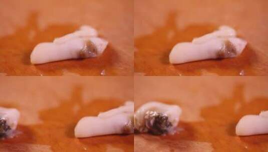 筷子菜刀拆解蛏子内脏沙包砂囊高清在线视频素材下载
