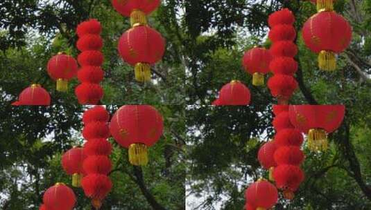 春节红灯笼祈福许愿树高清在线视频素材下载