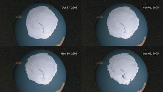全球动画地图显示南极洲海冰形成高清在线视频素材下载