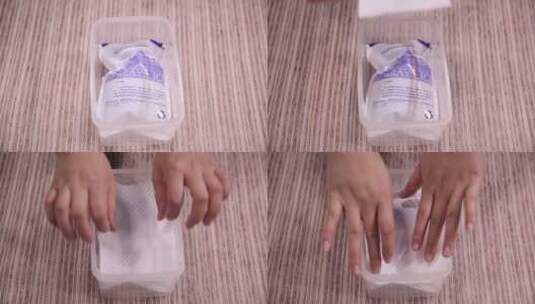 冰袋一次性餐盒高清在线视频素材下载