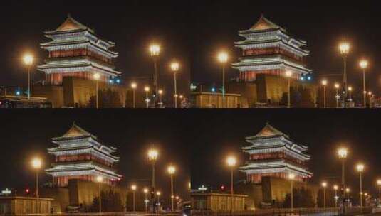 北京前门正阳楼夜景延时高清在线视频素材下载