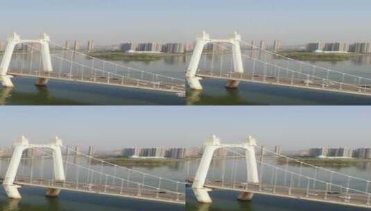 航拍湖南湘江三汊矶大桥竖屏高清在线视频素材下载