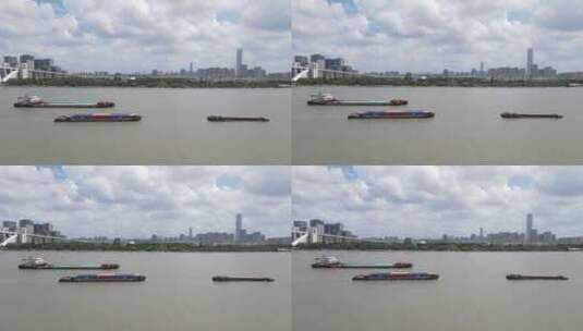 上海黄浦江货船4K航拍原素材高清在线视频素材下载
