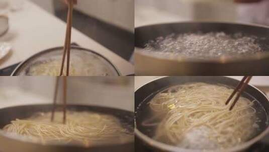 【镜头合集】后厨大锅煮面条高清在线视频素材下载