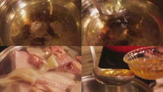 【镜头合集】锅中加水炖肉焯水去血沫高清在线视频素材下载